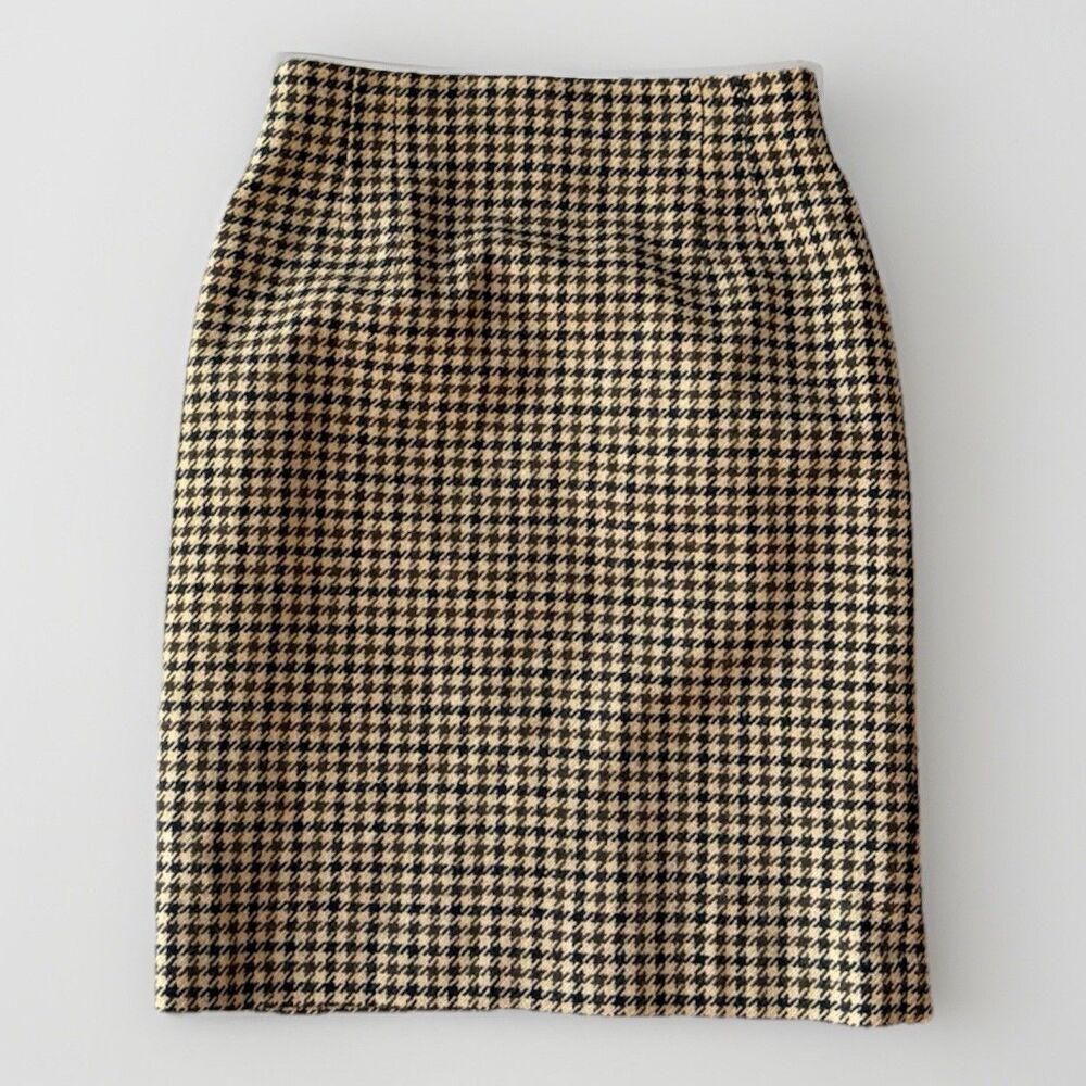 VTG Jones New York Worsted Wool Houndstooth Pencil Skirt Size 8 Lined Zip